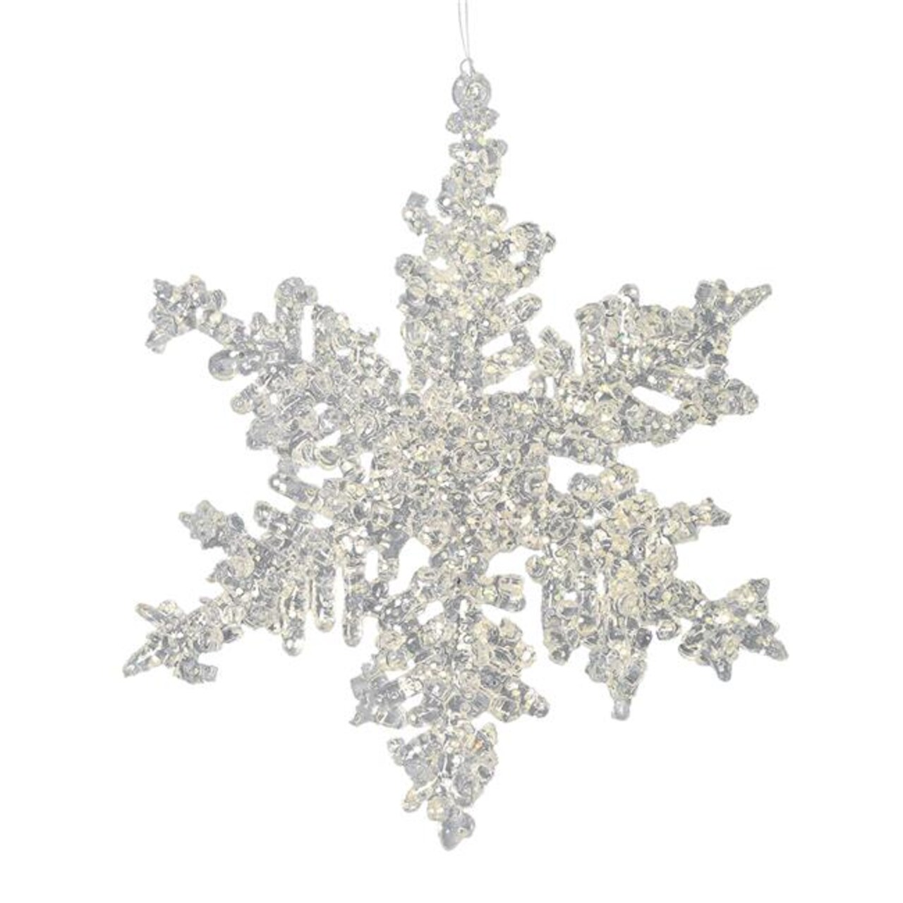 5 in. Clear Snowflake Silver Glitter 6 per Bag